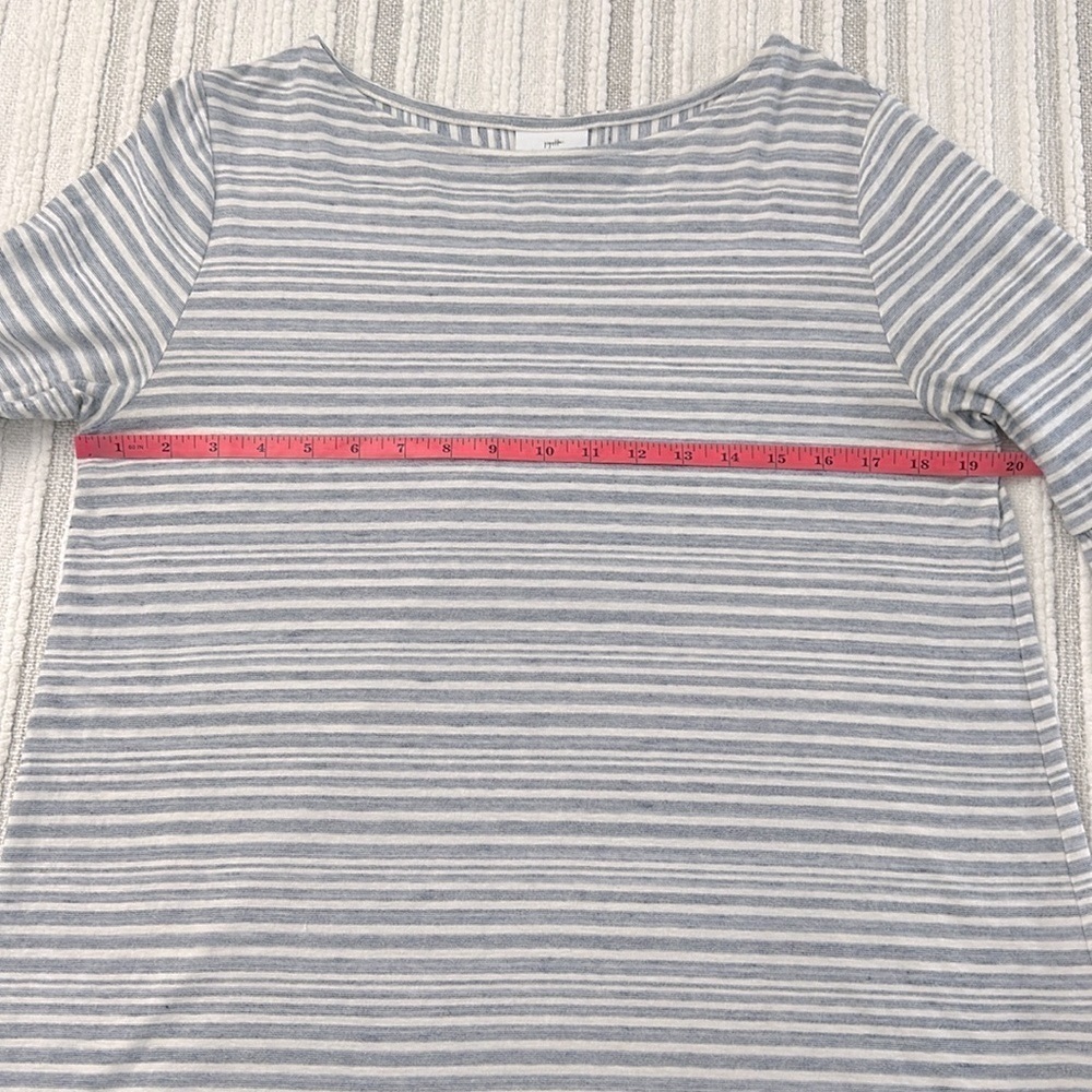 J Jill Womens Ruffle Sleeve Cotton Embroidered Striped Blouse Muted Blue M - Picture 5 of 11